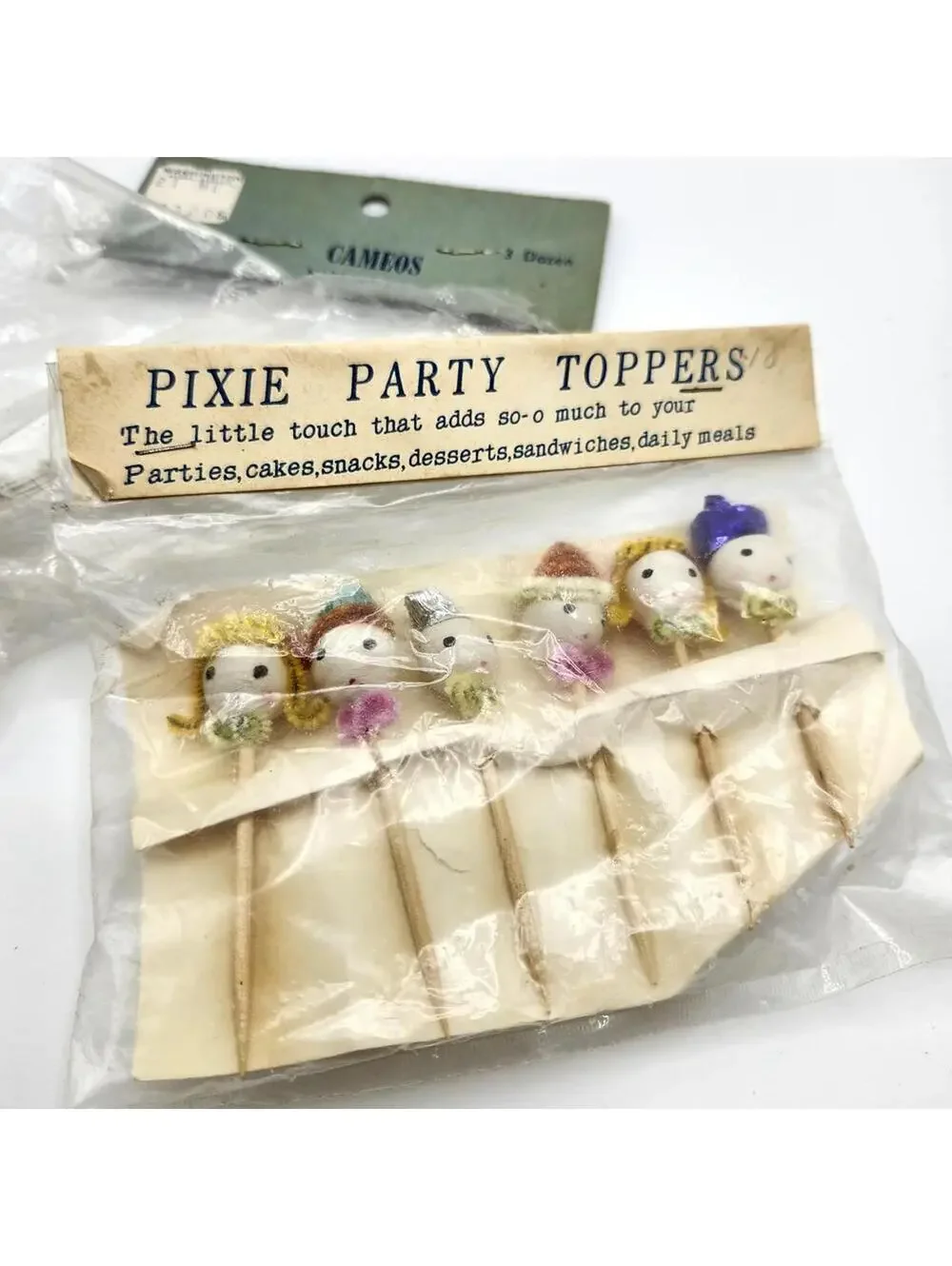 Vintage Japan Pixie Party Toppers Cake Picks Mid Century 1950s Lot